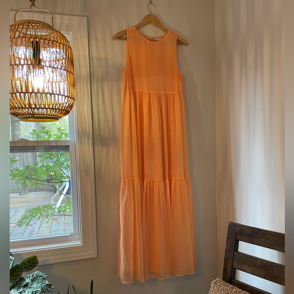 Marie Oliver Sorbet-colored Silk Tiered Maxi Dress